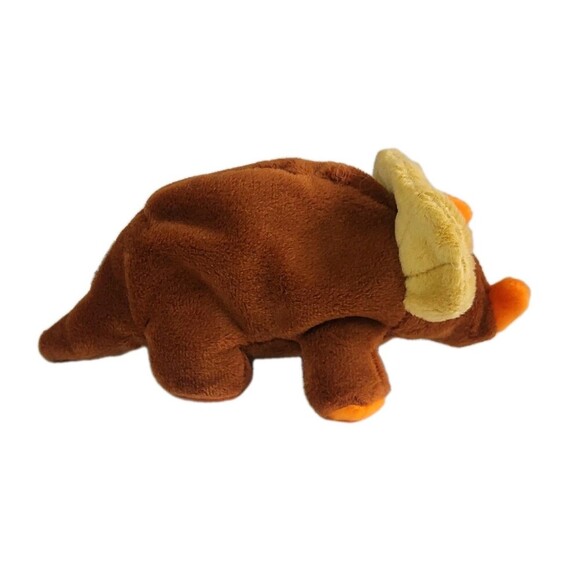 Plushland Vintage Triceratops Dinosaur Stuffed Animal Toy Brown Orange Cute Soft - Picture 8 of 10